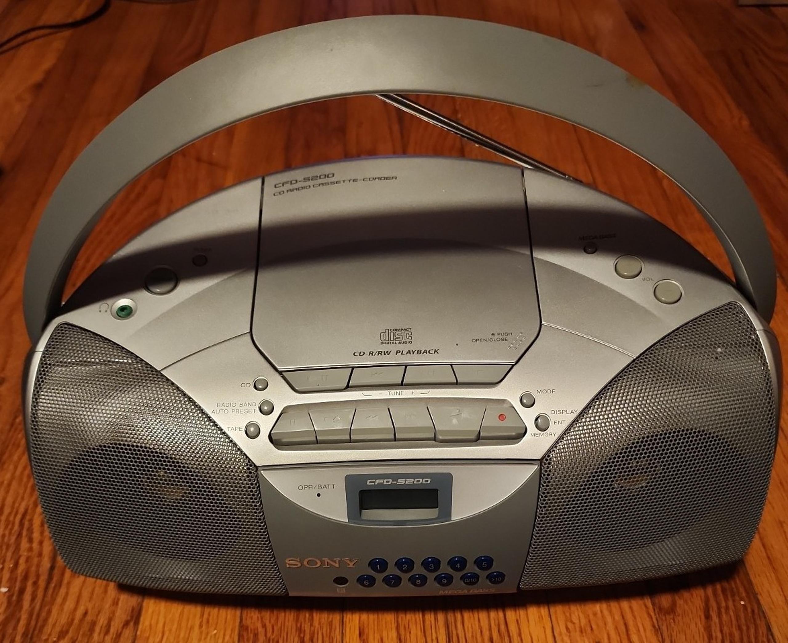 Sony Boombox CFD-S200 Portable CD Cassette Player AM FM Stereo Radio TESTED
