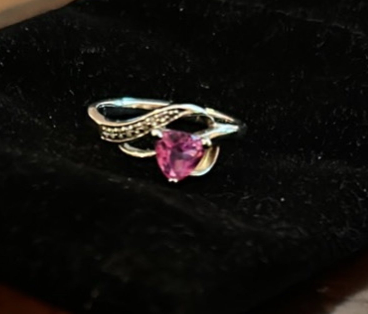 Ring size 7 lab created pink sapphire in sterling silver