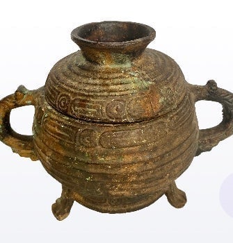 Antique Chinese 19th Century Vase Pot Cast Iron Patina Oriental Burner Bucket .