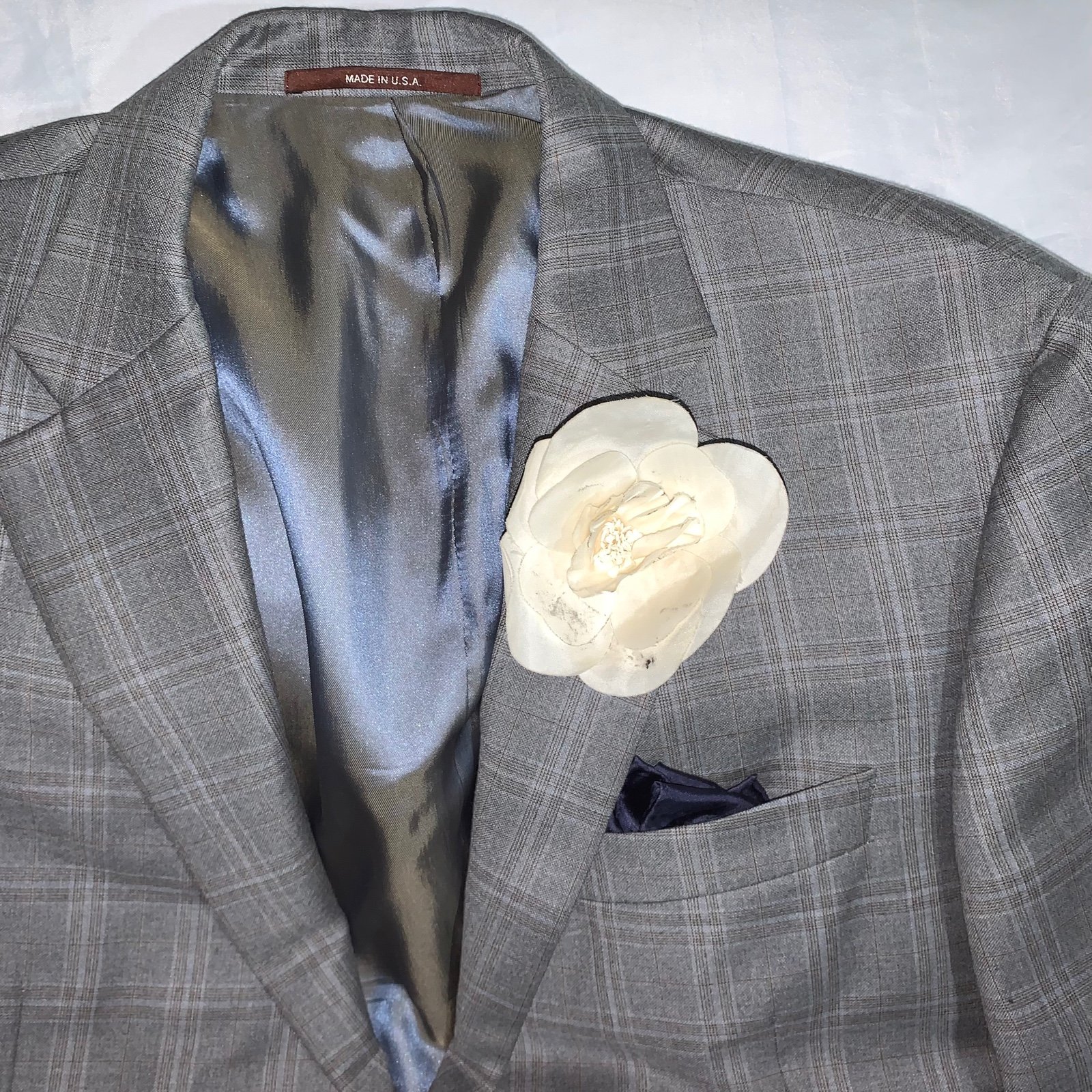 CHANEL white silk camelia blossom BROOCH