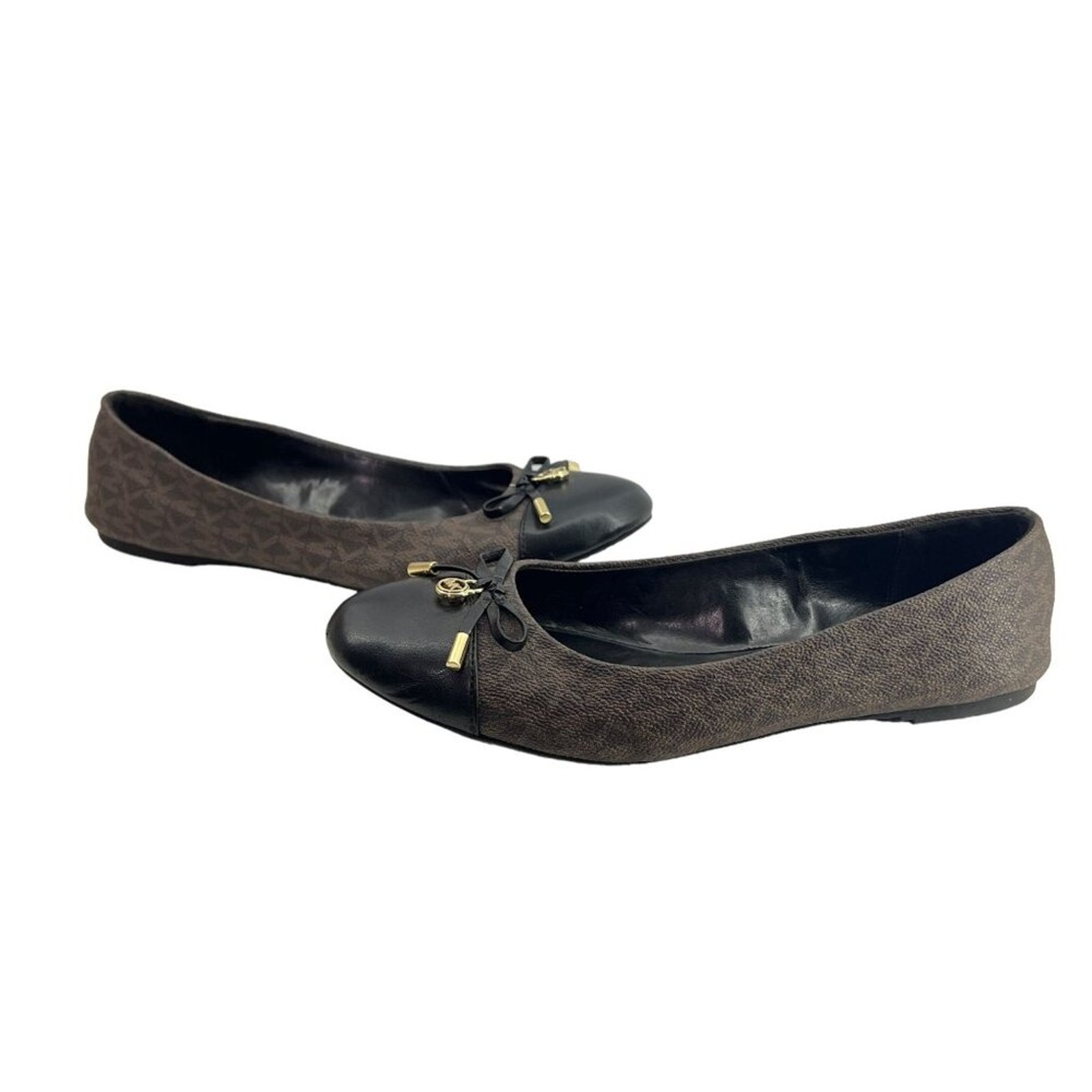 Michael Kors Ballet Flats Brown Monogram Dress Shoe Womens Size 8.5