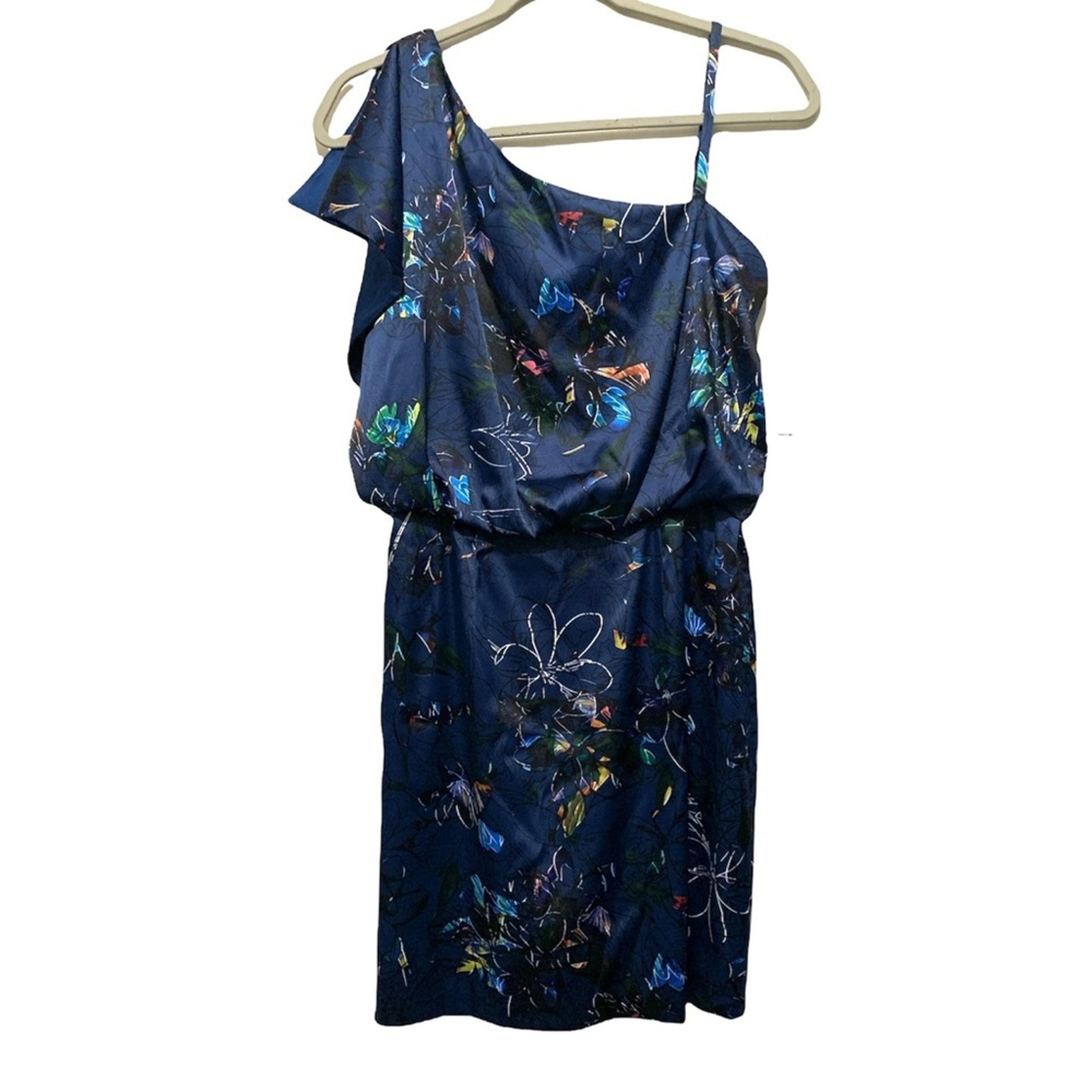 Jessica Simpson One Shoulder Blouson Dress Firefly Patriot Blue SZ 2 NWT