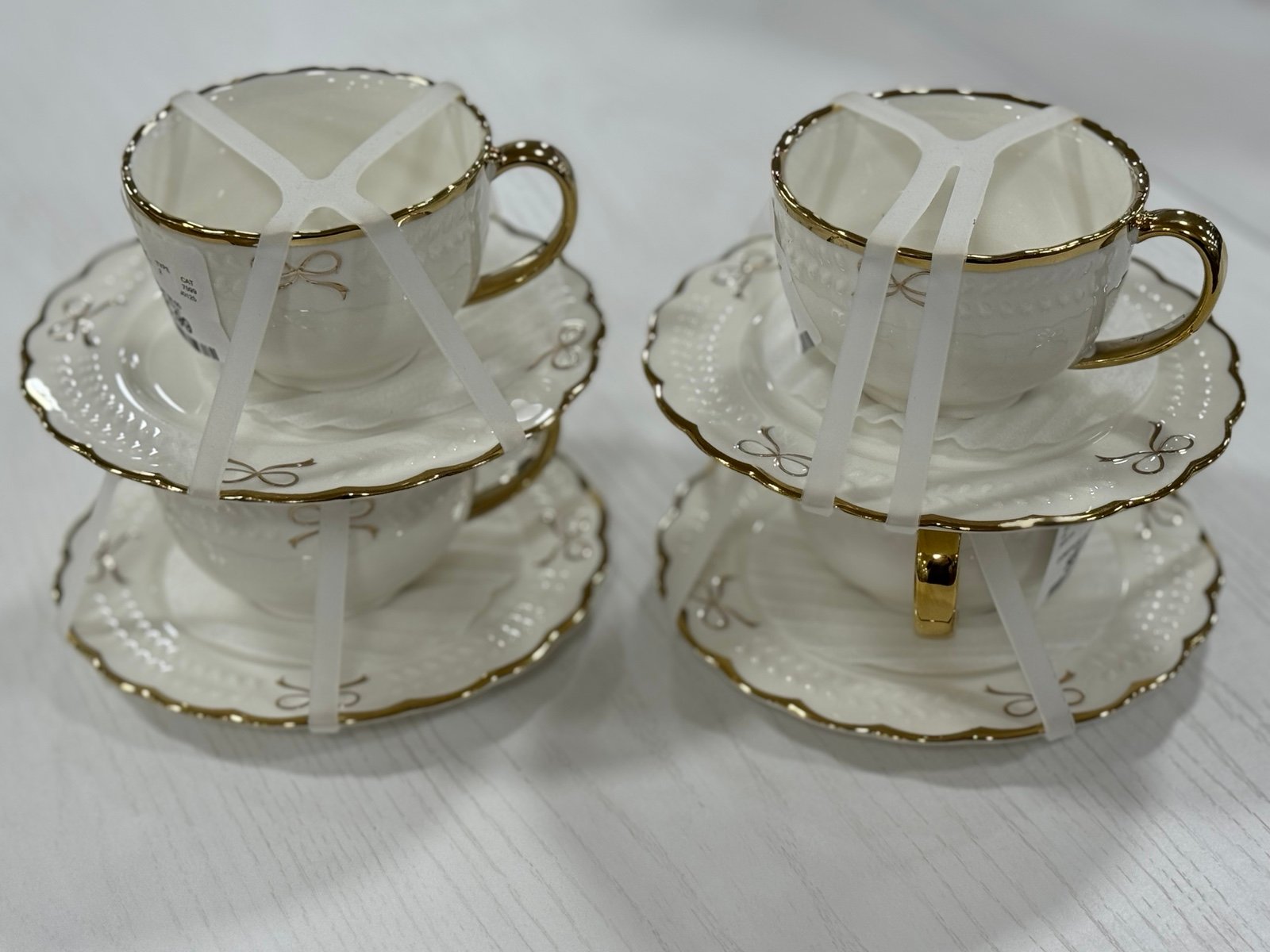 Set of 4 coquette bow teacups and saucers - TikTok viral