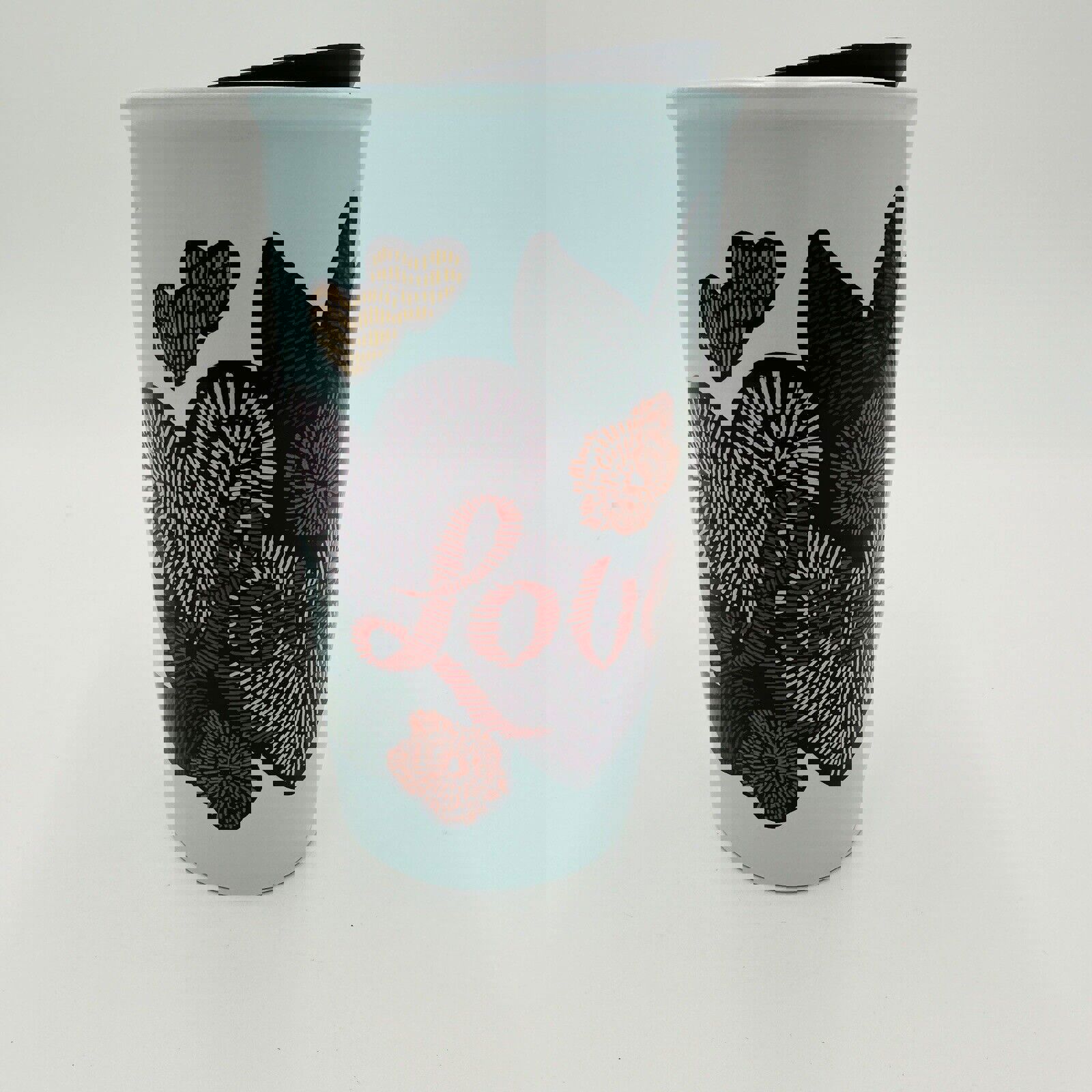 Starbucks Tumbler Love Valentine Stitch Tattoo Cup 12oz Ceramic Blue Coffee Mug