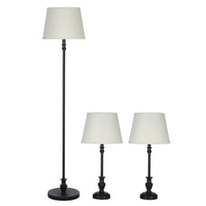 Traditional three-piece lighting set with bronze finish