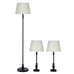 Traditional three-piece lighting set with bronze finish