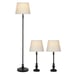 Traditional three-piece lighting set with bronze finish