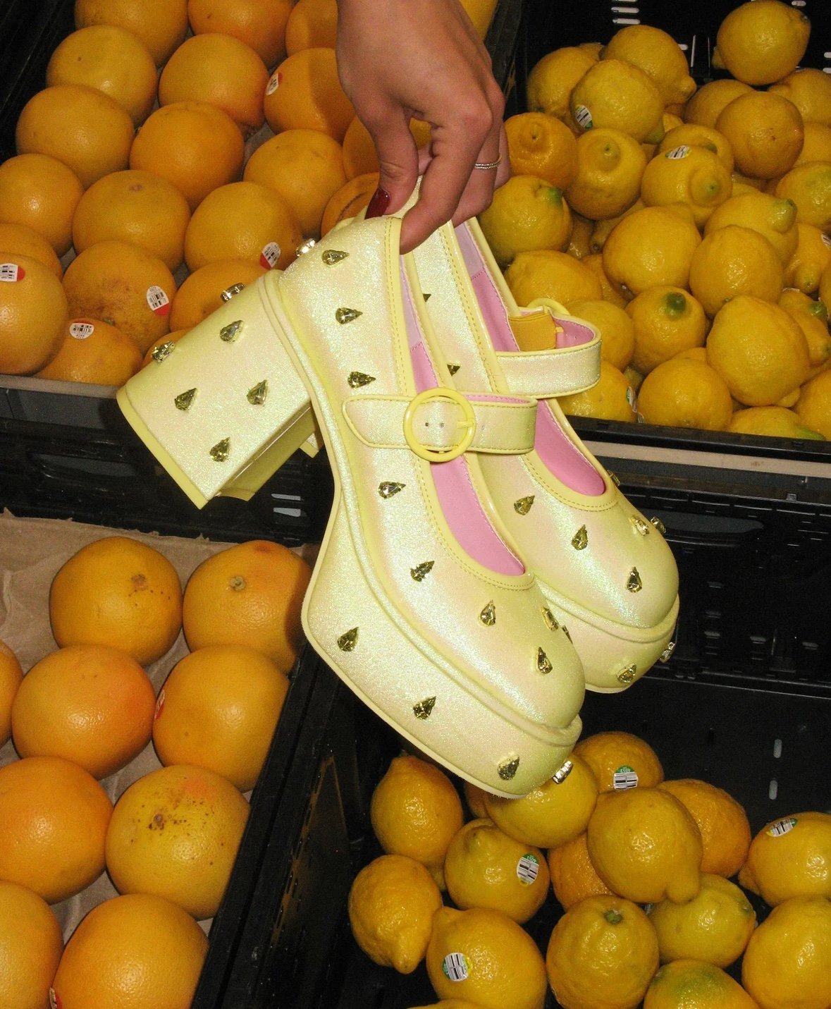 NWT DOLLSKILL X SUGAR THRILLS FRUIT FUSION PLATFORM MARY JANES - LEMON