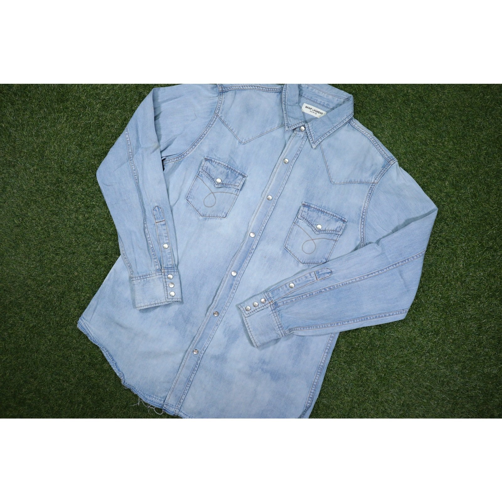 Saint Laurent Denim Button Down Shirt Size Large