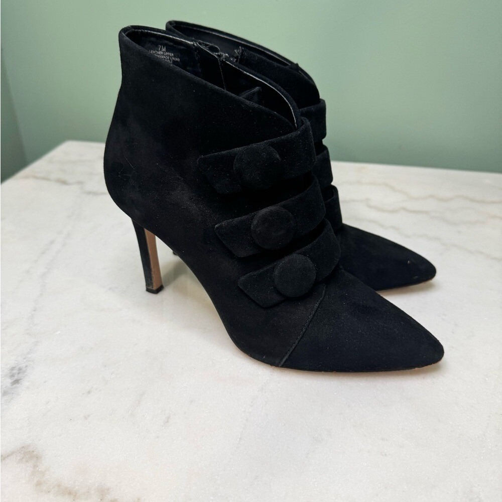 Gianni Bini Black Ankle Boots with Decorative buttons