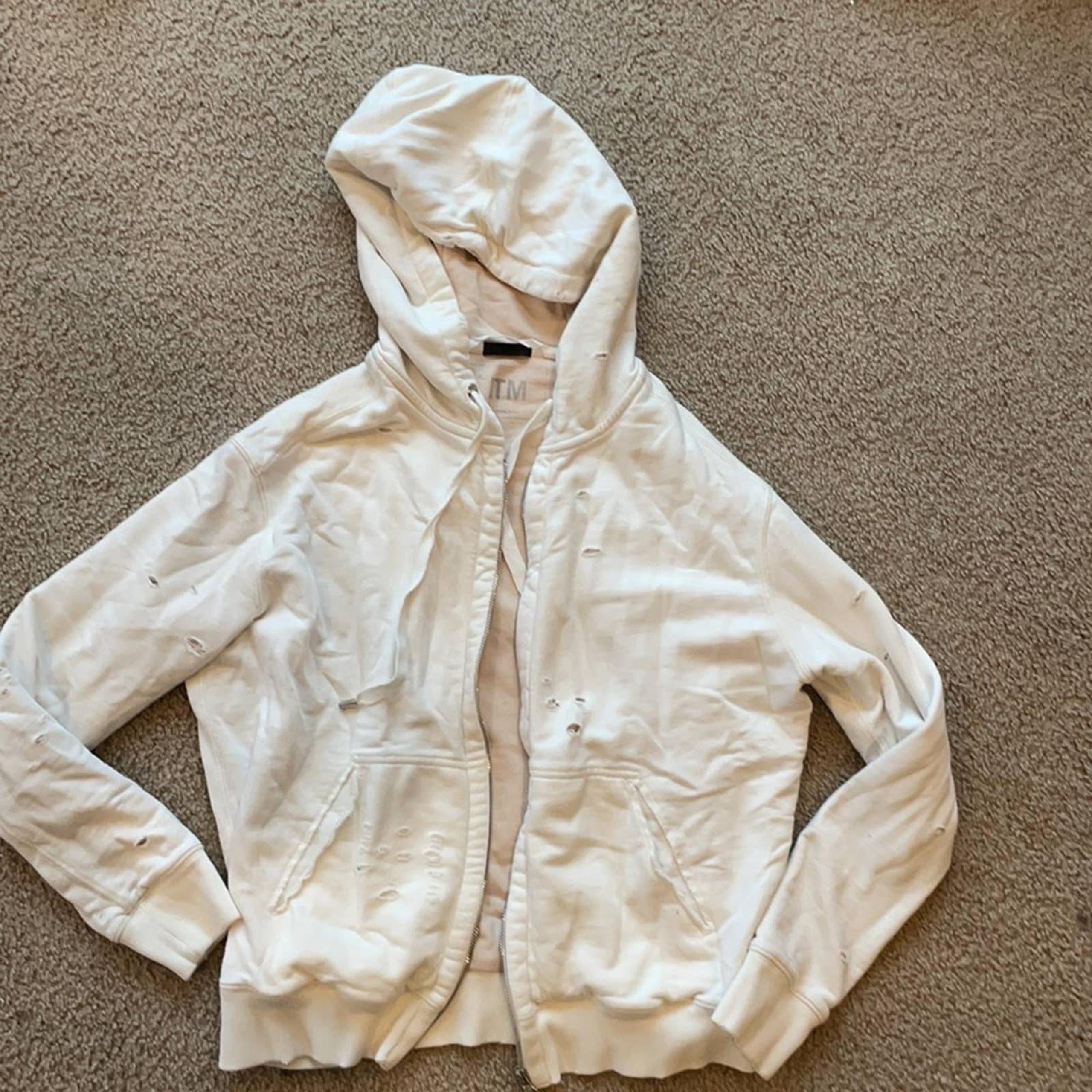 ATM Anthony Thomas Melillo Women's Distressed Cotton Terry Hoodie White Small