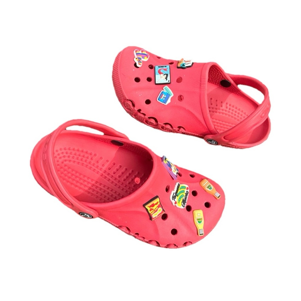 Crocs Adult Unisex Baya Clogs With Charms Size M5 W7 Red Sandals