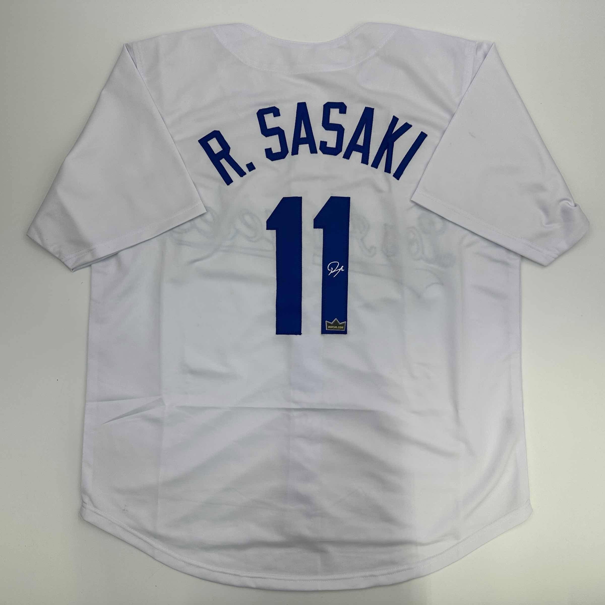 Facsimile Autographed Roki Sasaki Los Angeles LA White Auto Jersey Size Men's