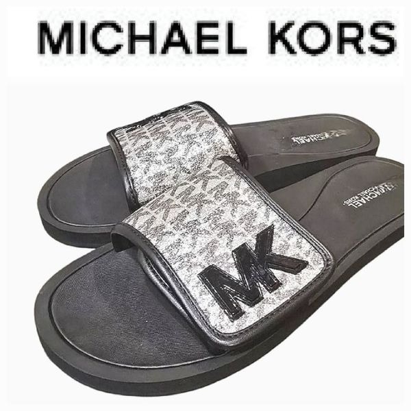 Michael Kors MK Logo Glitter Slide Sandals
