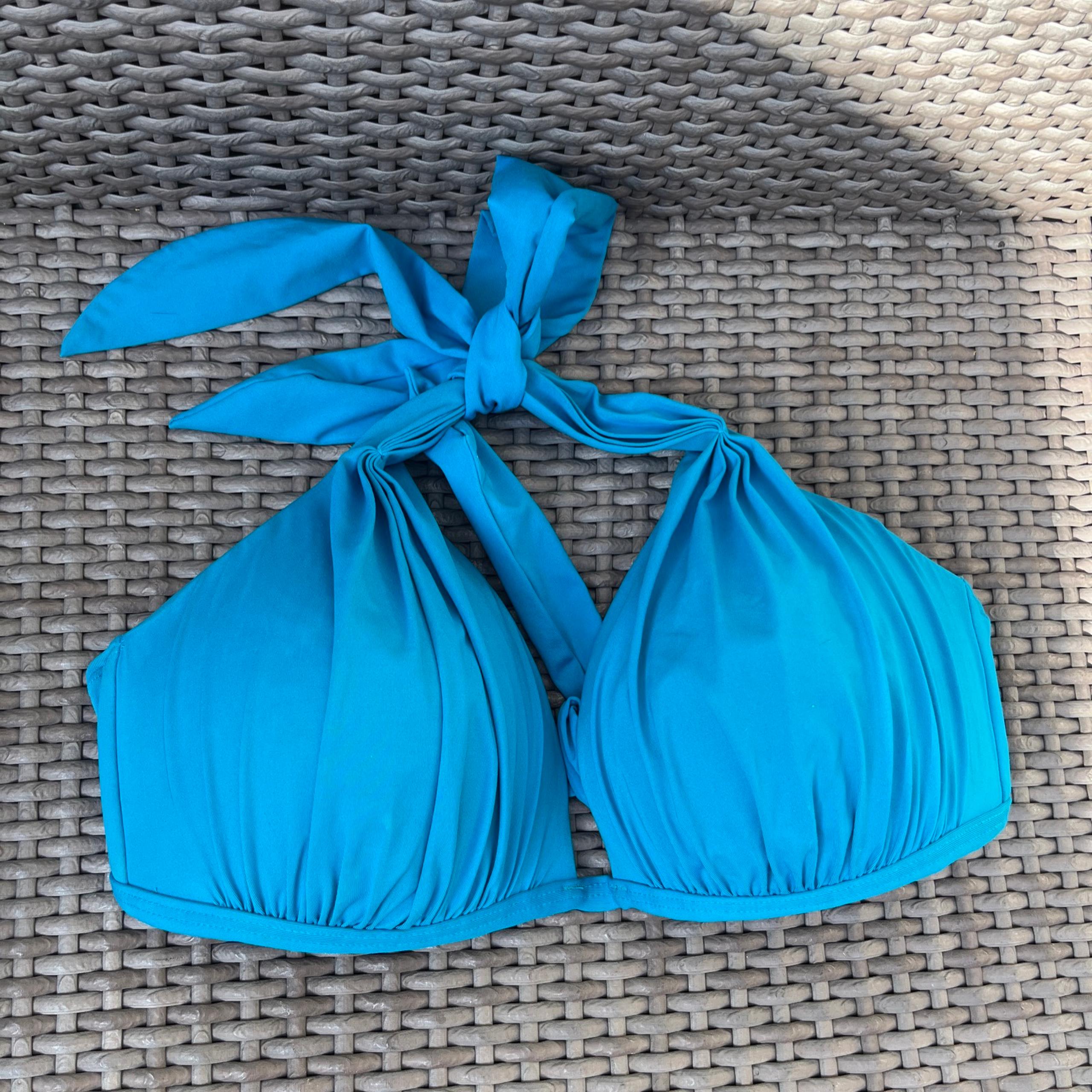 Kenneth Cole New York Size 38B/C Large blue Push Up Halter Bikini swimsuit top