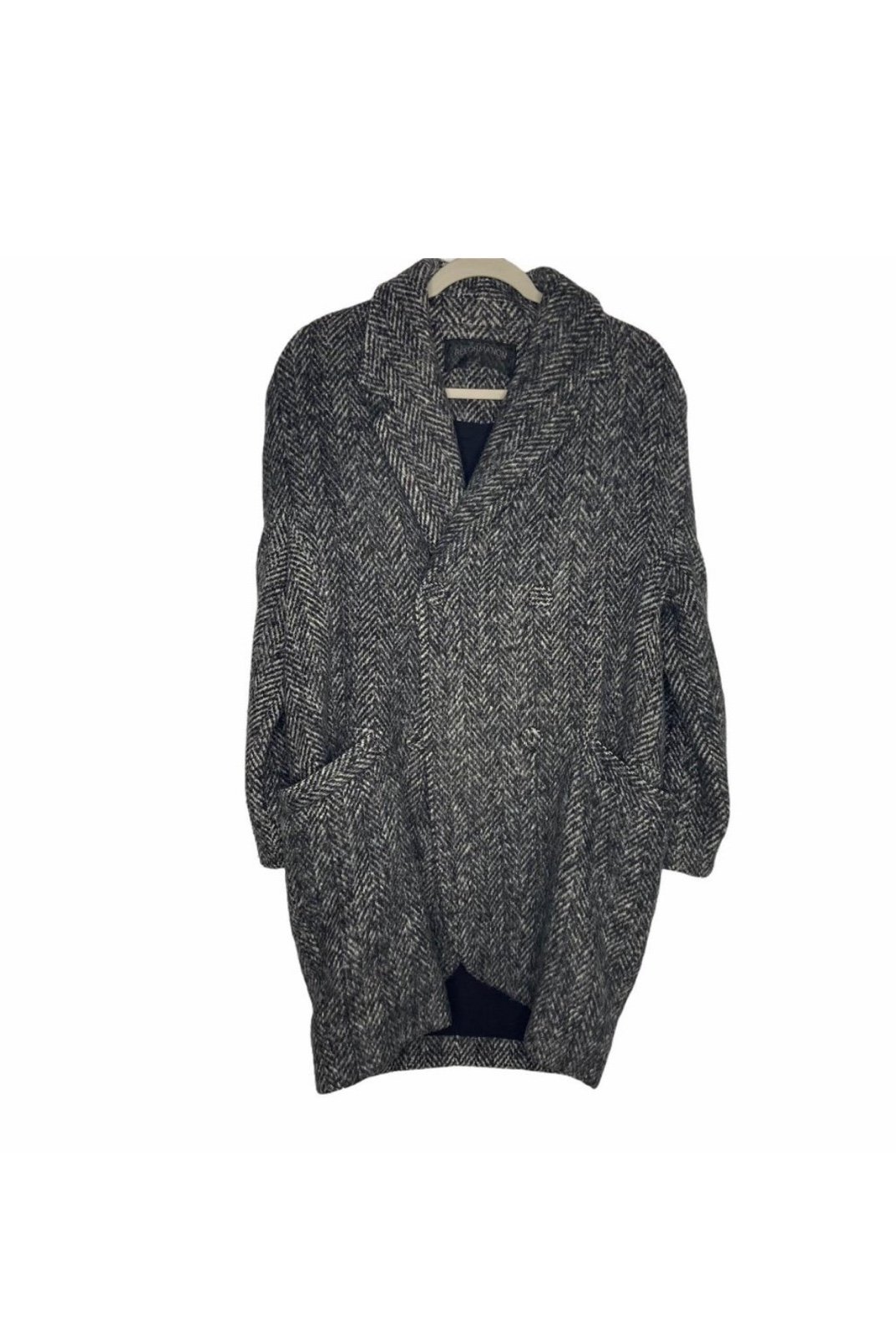 Herringbone Black / White cocoon Coat Size S