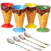 Ceramic Dessert & Ice Cream Cone Set - Includes 4 Ceramic Cones / No Spoons