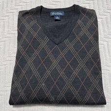 Brooks Brothers brown argyle vneck wool sweater
