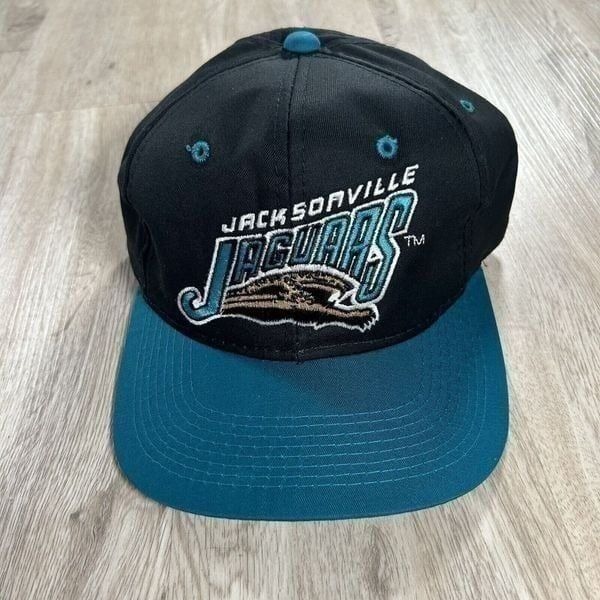 Vintage Jacksonville Jaguars Back Script Hat Snapback NFL Black Pro Line Cap