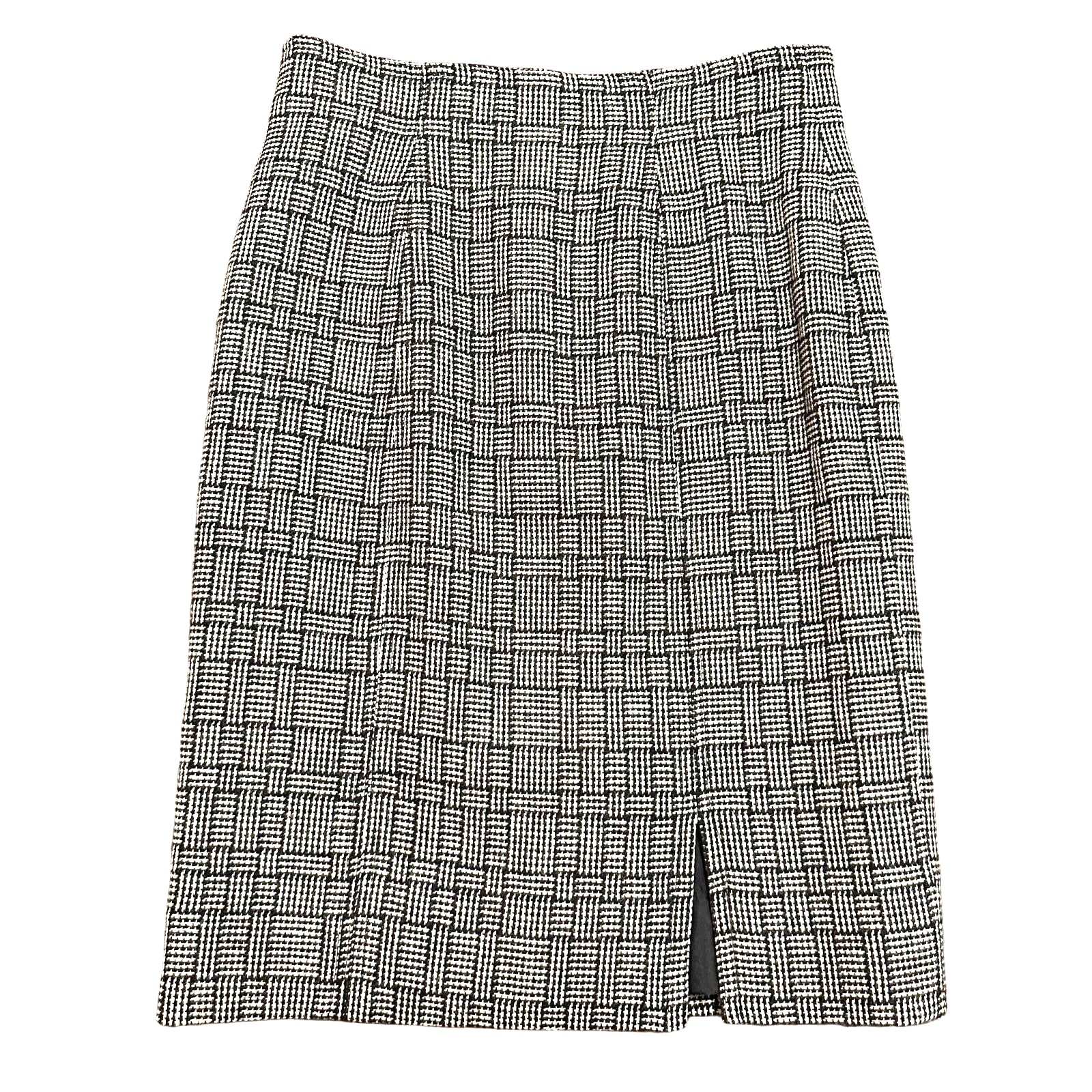 J Tiktiner Womens wool skirt black cream plaid Size 8