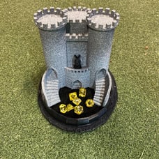 3D Printed Castle Dice Tower with Dice Storage and Dice Included