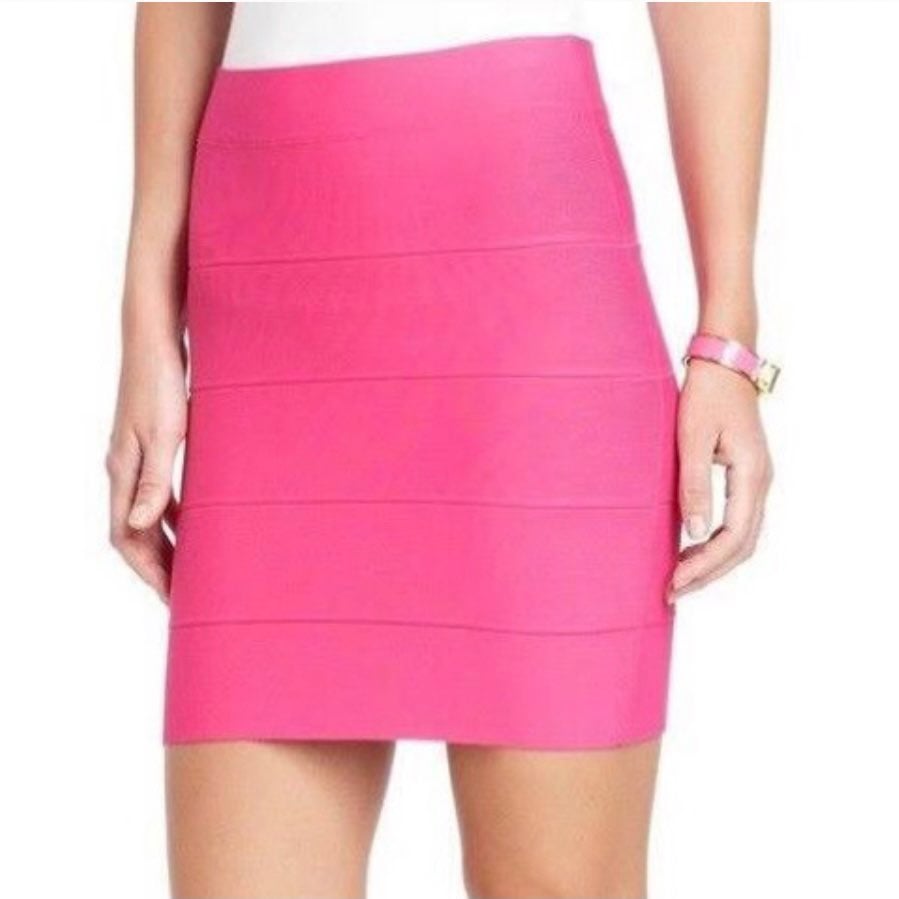 BCBGMaxAzria Simone Hot Pink Banadge Bodycon Skirt, S