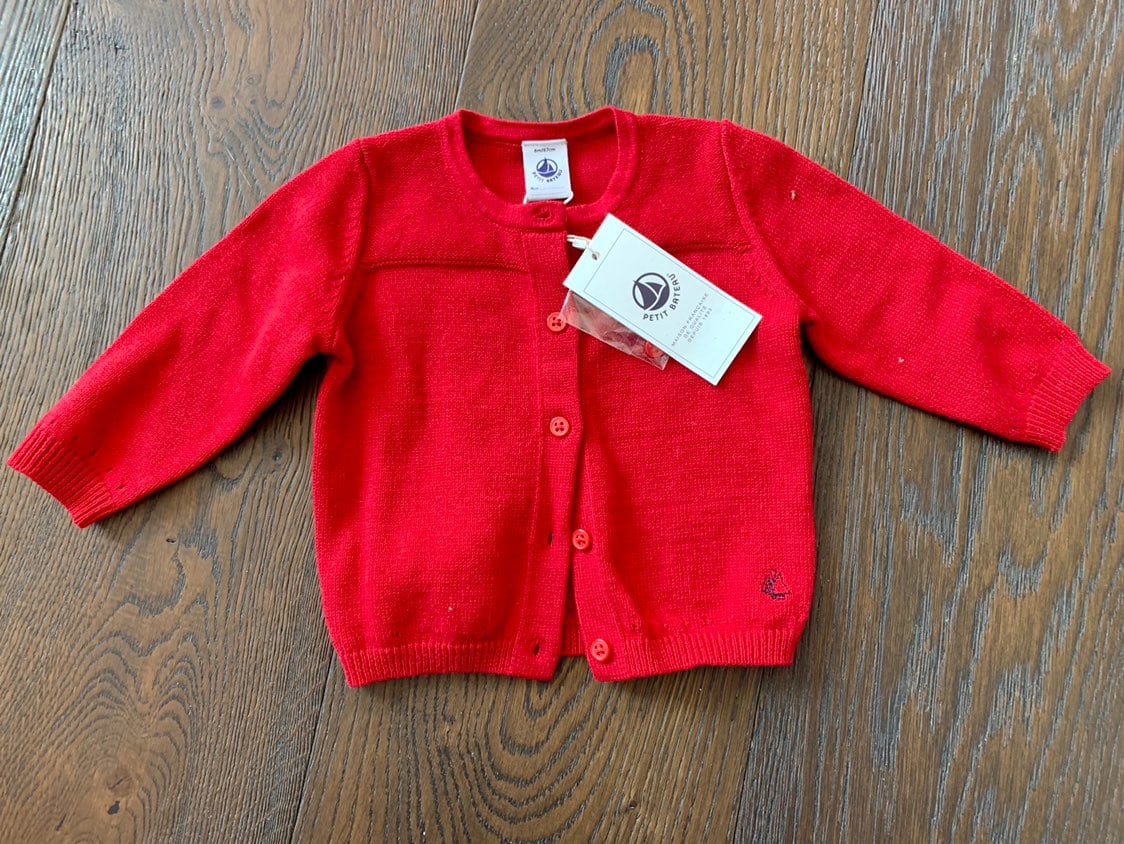 NWT petit bateau red cardigan