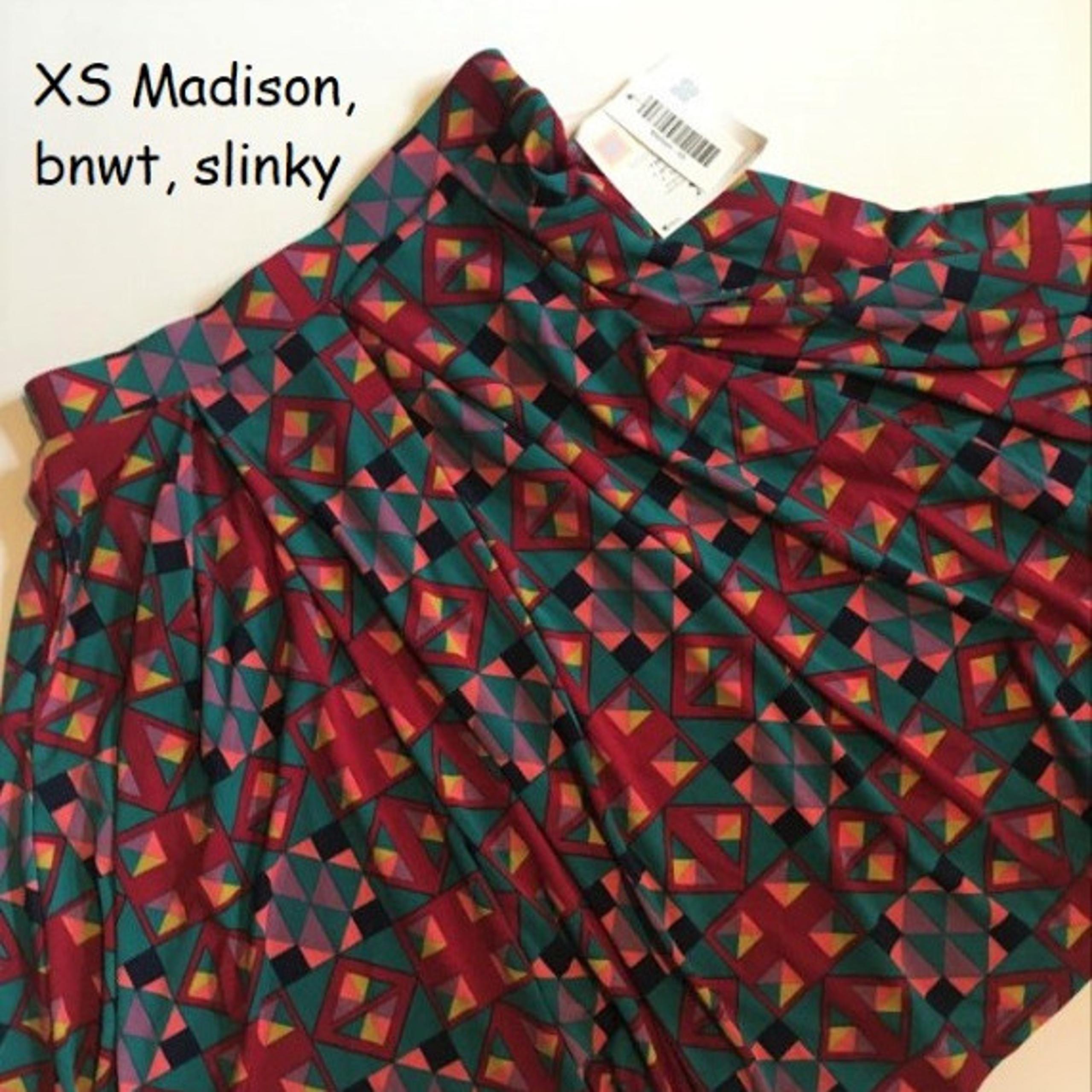 XS Lularoe Madison full skirt.  Colorful.  Slinky fabric.