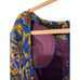 Vintage Silk Patterned Blue Front Tie Wrap Dress Retro Swing Women Midi