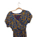 Vintage Silk Patterned Blue Front Tie Wrap Dress Retro Swing Women Midi