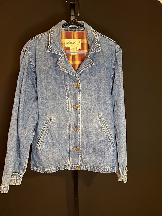 Eddie Bauer Vintage Flannel Lined Denim Jacket