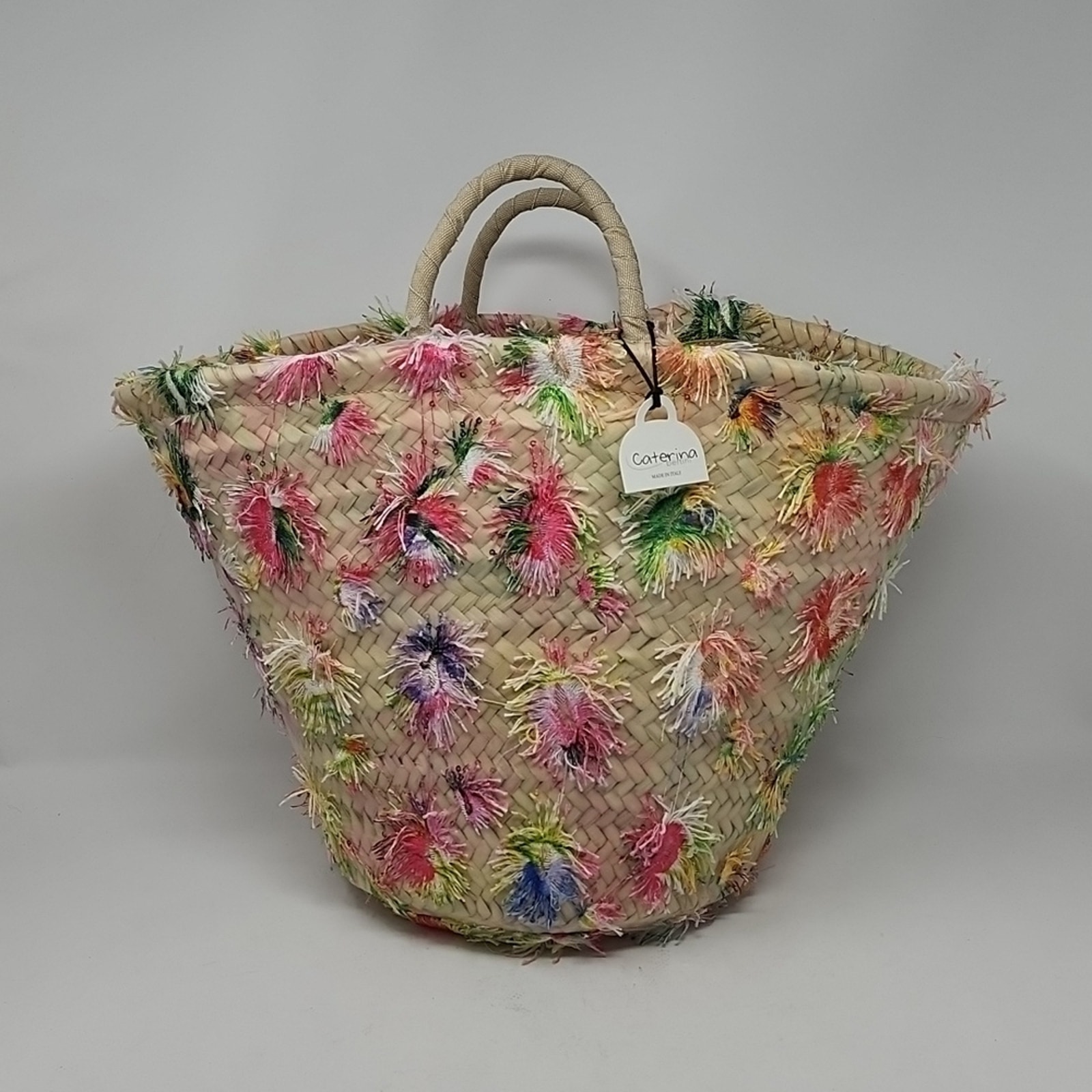 Anthropologie Catherine Bertini Floral Raffia Tote Multicolor Bag