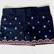 Loft Women’s 4” Inseam The Riviera Short Embroidered Navy Blue/Red NWT Size 10