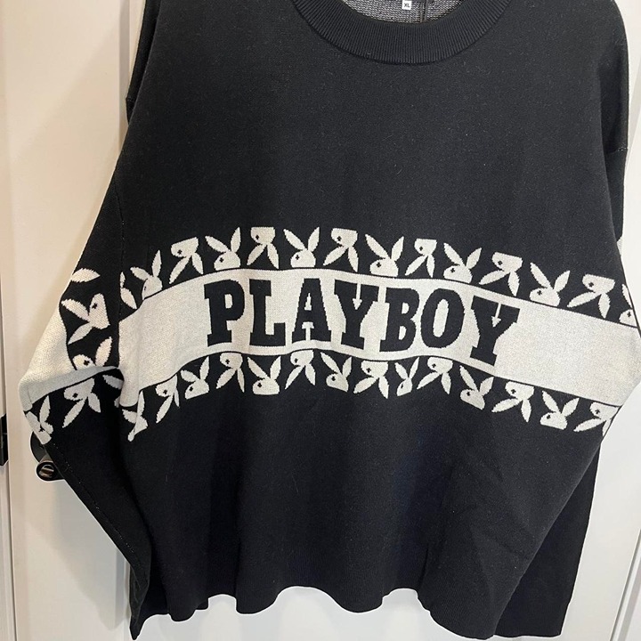 •NWT• Playboy x Culture Kings Black & white sweater • Men’s XL loose fittin
