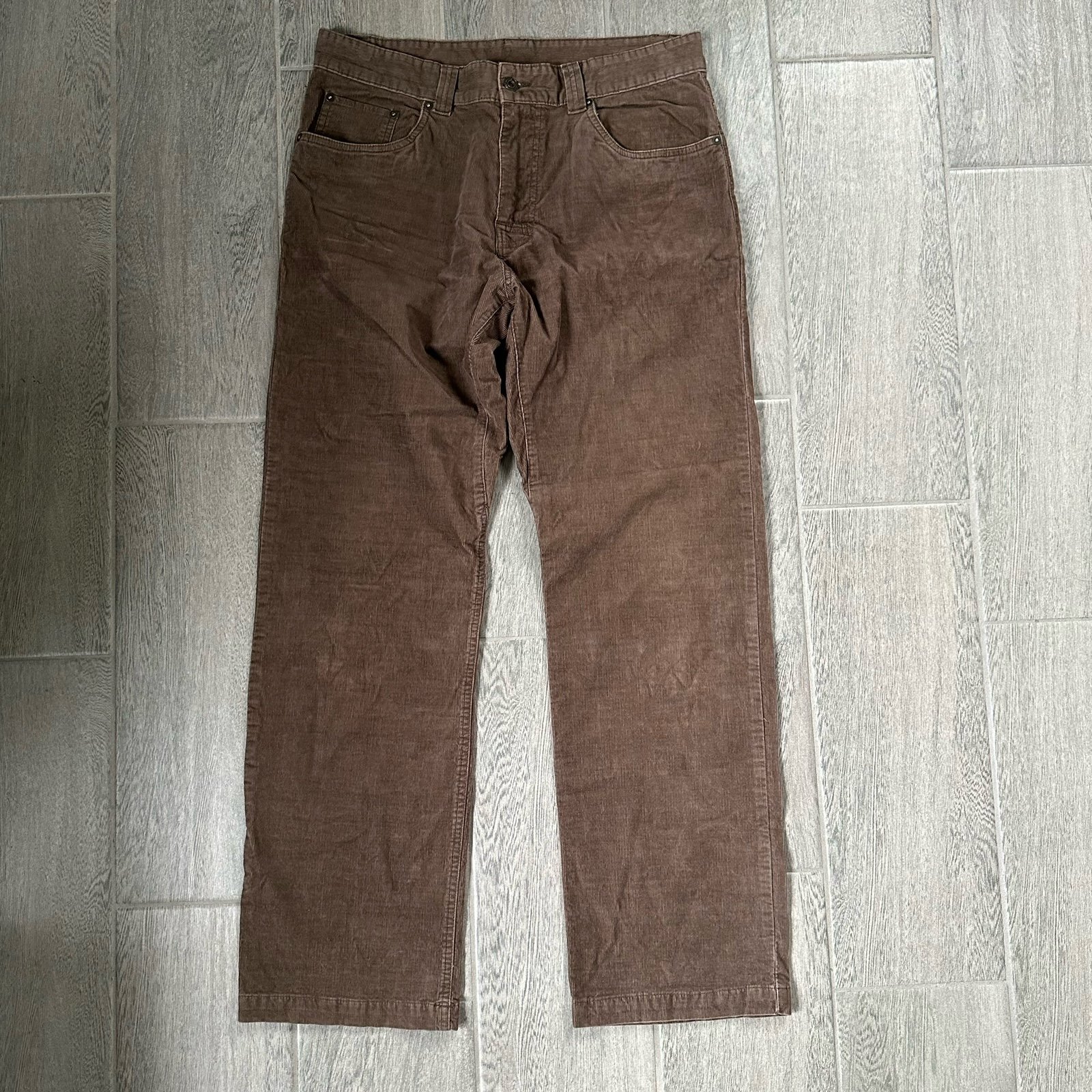 Prana Pants Mens 34x32 Brown Corduroy Straight Fit Outdoor Casual Comfort