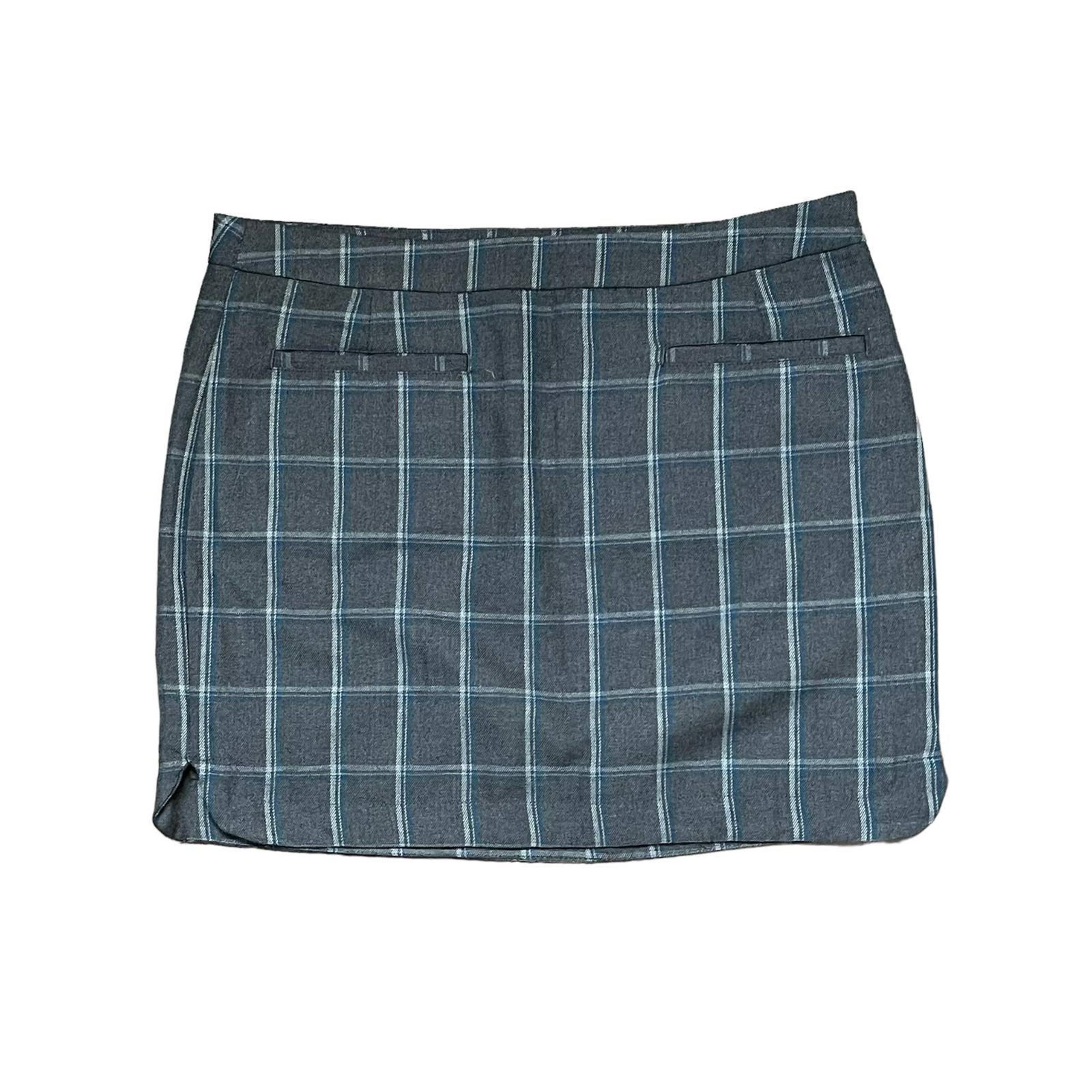 Gap Pencil Skirt Size 6 Gray With Green Gray Windowpane Womens Lined 32X16