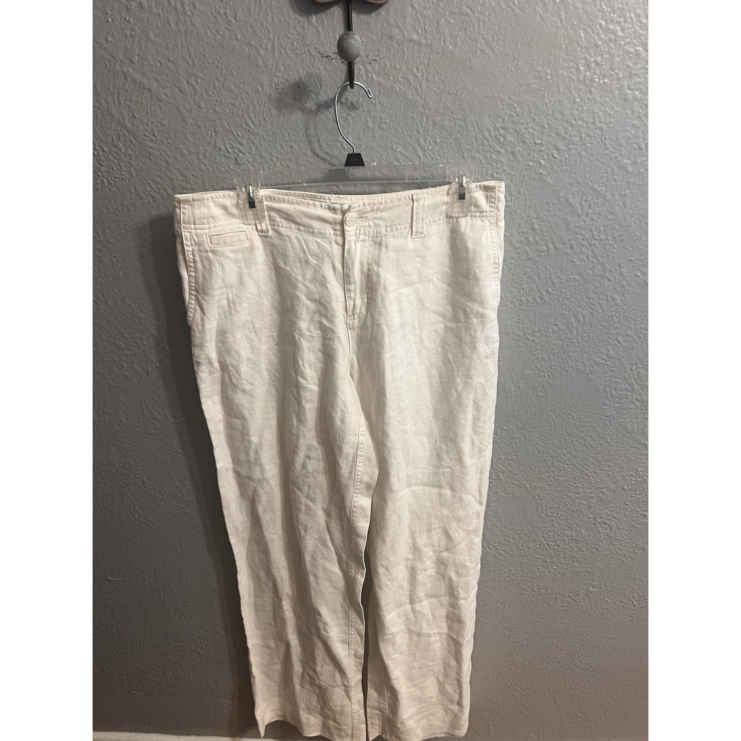 Womens Eddie Bauer Linen Pants Size 10  White 100% Linen