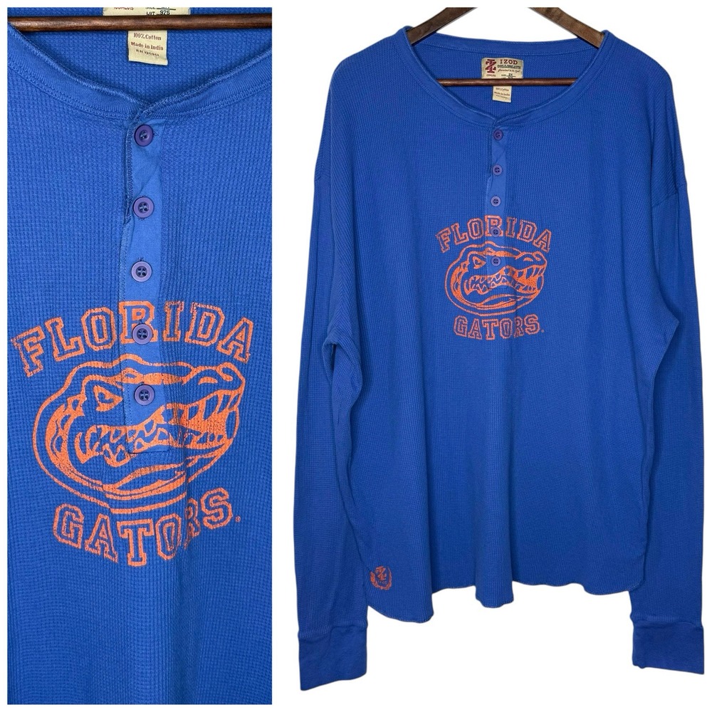 Vintage Izod Collegiate 2XL Long Sleeve Waffle Knit Henley Florida Gators UF