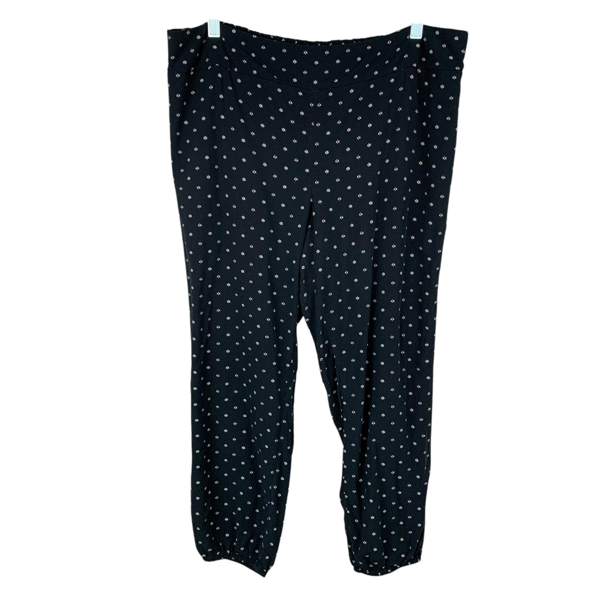 The Nines by Hatch Pants Maternity Black White Pull On Cropped Pockets Women's L