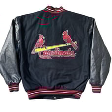 JH Design St. Louis Cardinals Wool Leather Reversible Varsity Jacket Size: L