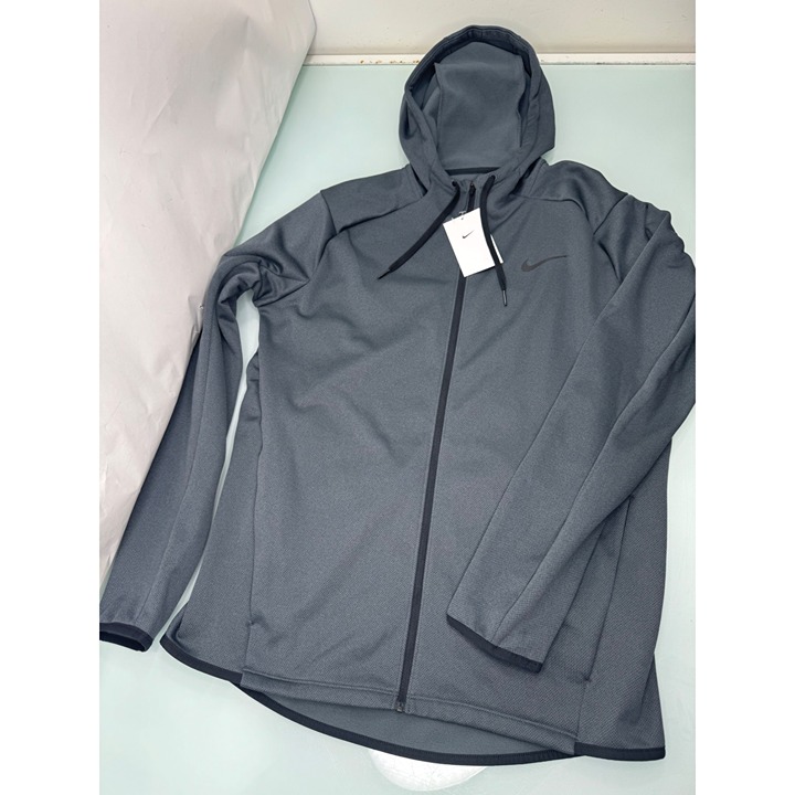 Nike Therma Fit Men Golf Jacket Hoodie Sweatshirt Medium M Fleece Full Zip Grey
