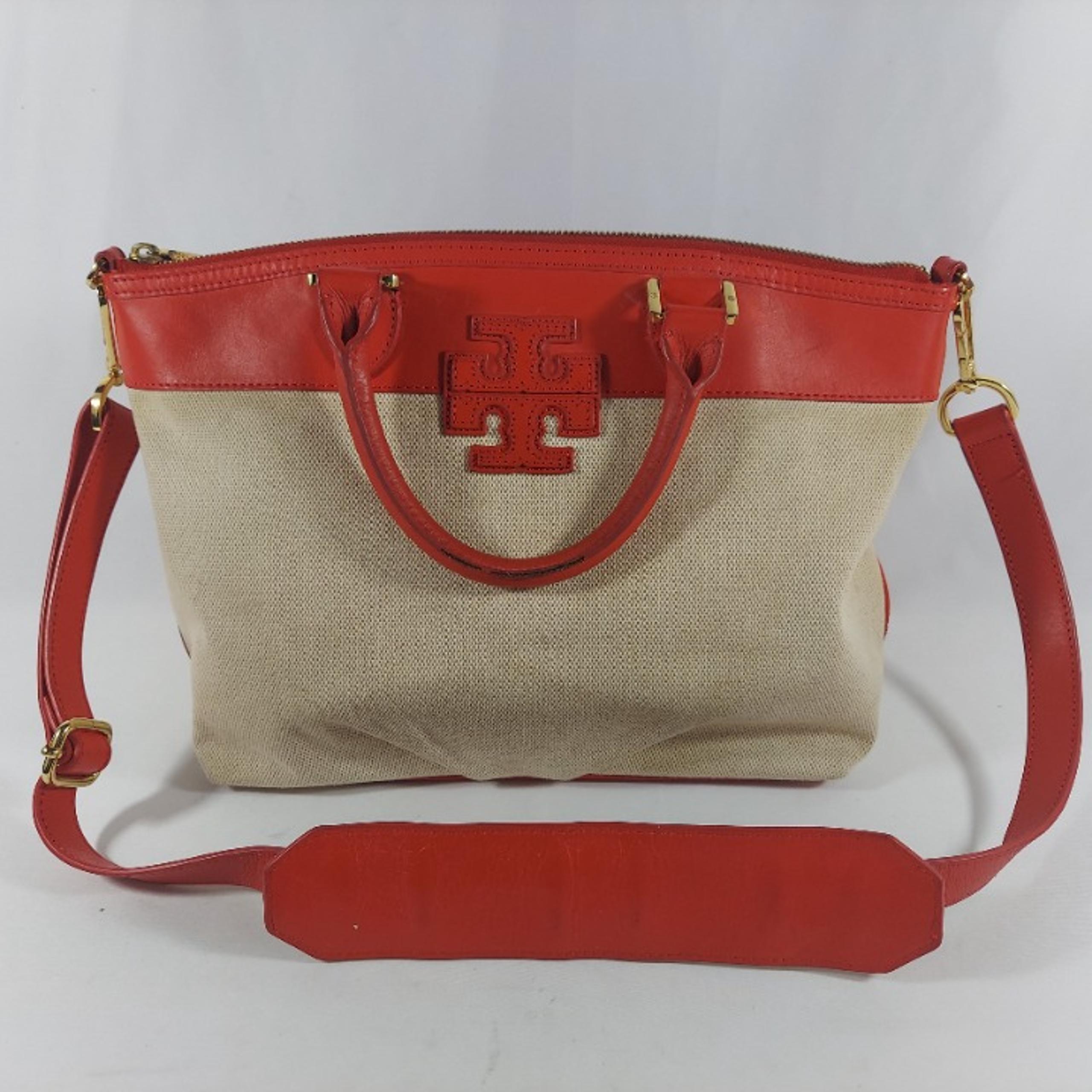 Tory Burch Red Leather Stacked T Satchel