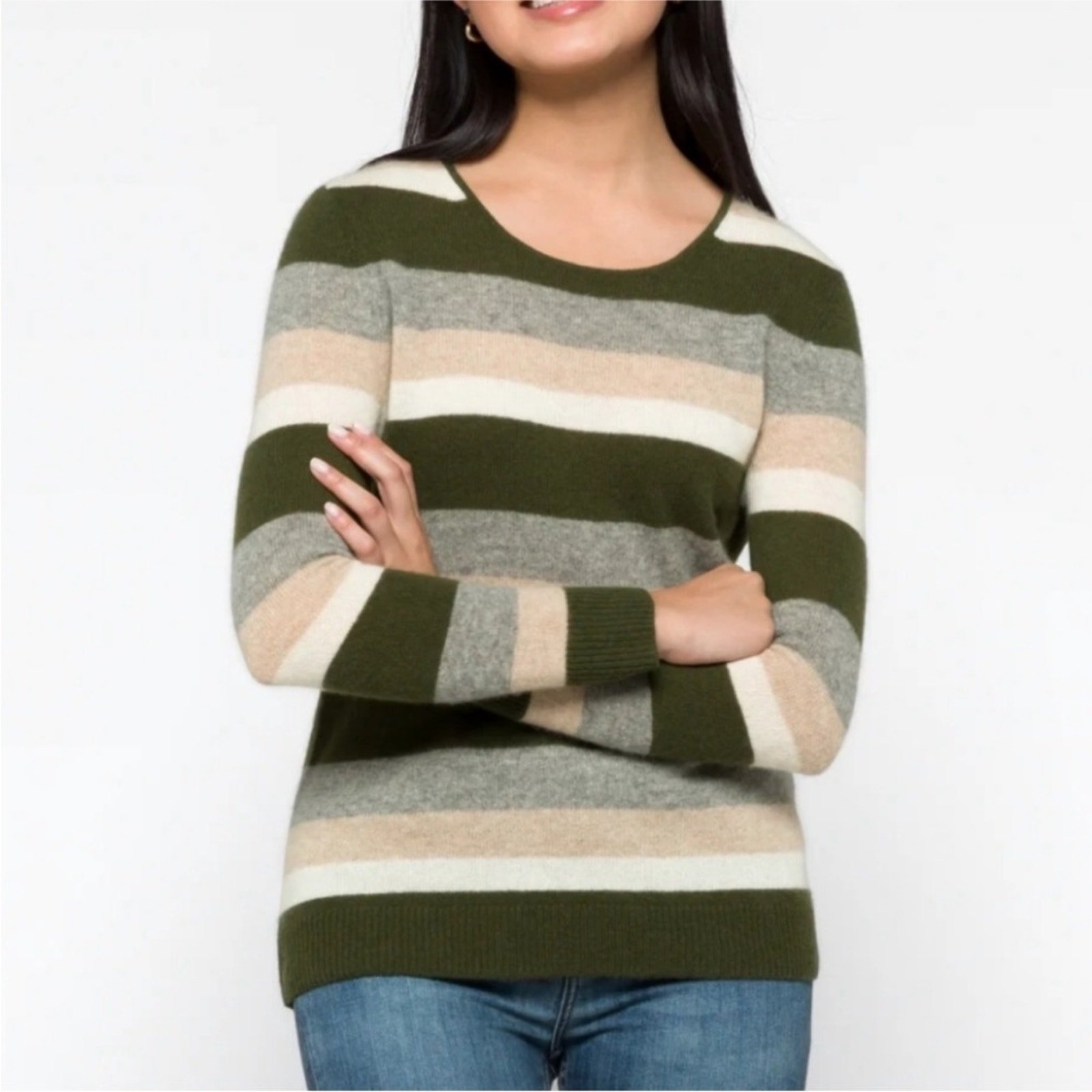 41 Hawthorn Rella Colorful Stripe 100% Cashmere Sweater size medium