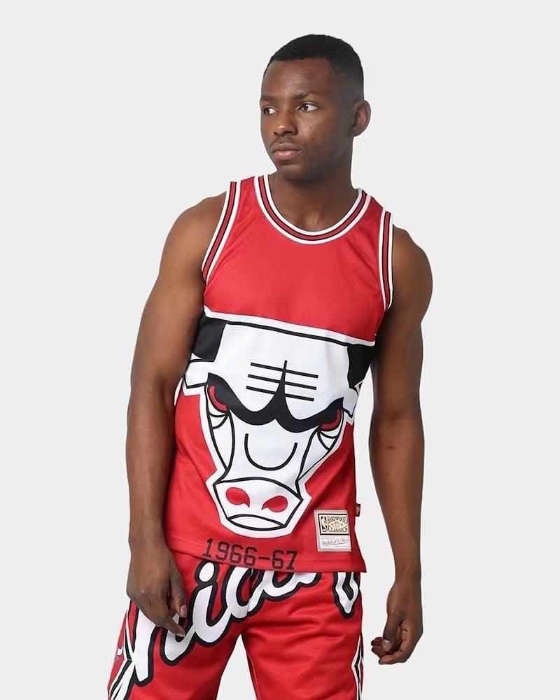 Mens Mitchell & Ness NBA Big Face Jersey Chicago Bulls SZ M