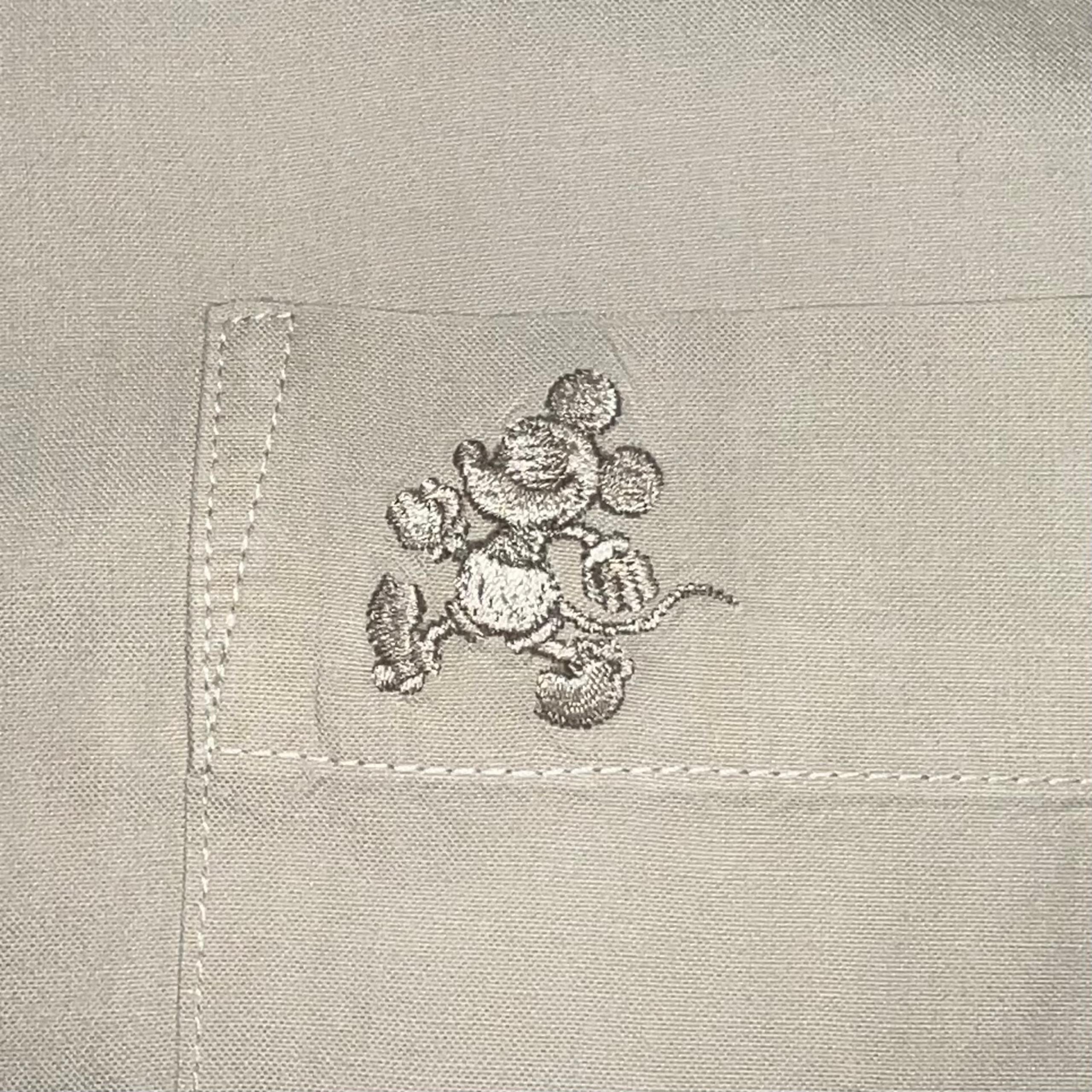 Vintage Disney Store Button Down Dress Shirt Mens XXL Beige Mickey Mouse