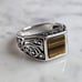 Mens Estate Sterling Silver Modernist Tigers Eye Ring 6.6g E4493