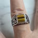 Mens Estate Sterling Silver Modernist Tigers Eye Ring 6.6g E4493