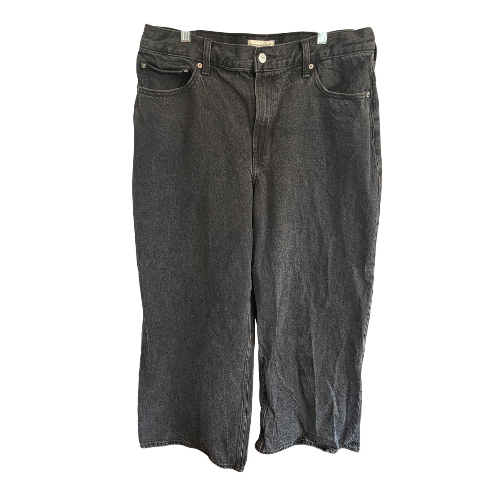 Abercrombie & Fitch High Rise Wide Leg Jean Black Size 32 Short