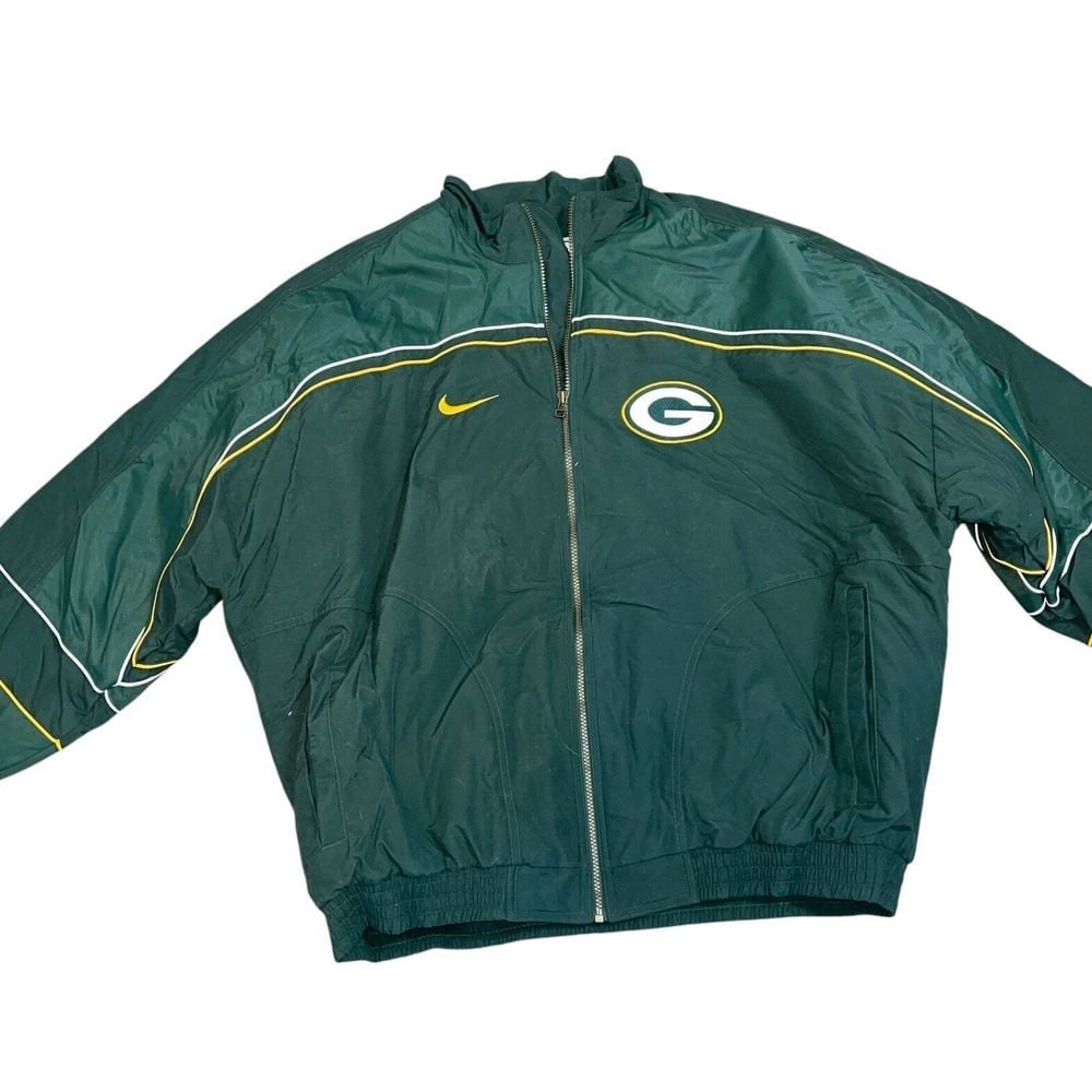 Vintage Green Bay Packers Puffer Jacket Mens Size XL Green Nike NFL Pro Line 90s