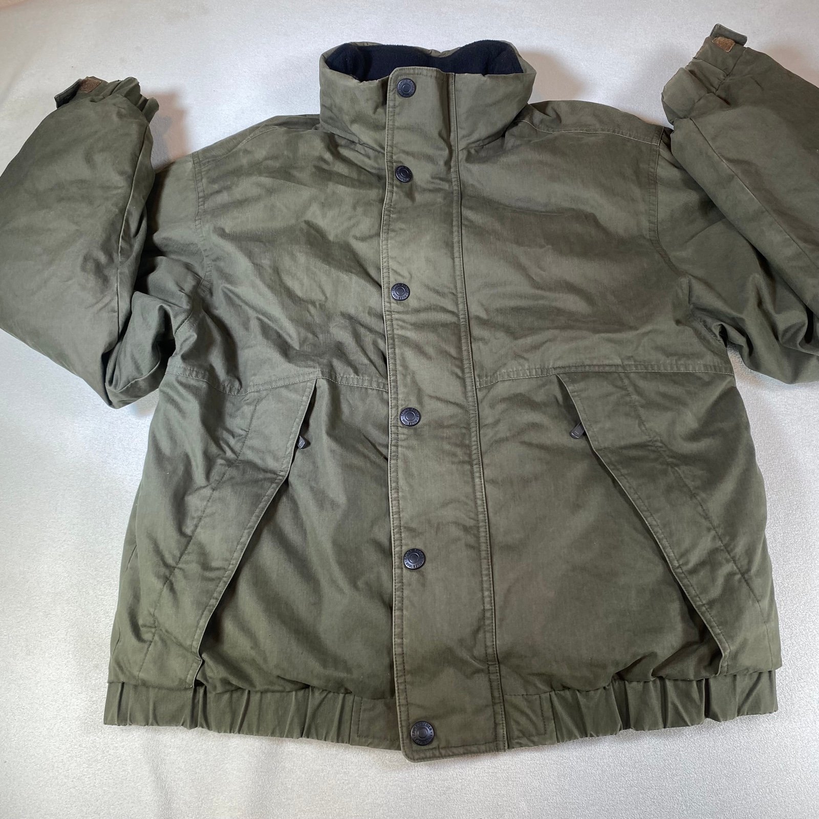 Eddie Bauer Jacket Men's Small Goose Down Puffer Outdoors Hooded VTG Army Green